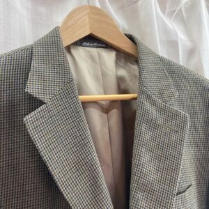 Oscar de la Renta Houndstooth Wool Silk‎ Blazer Jacket Mens 46 Long